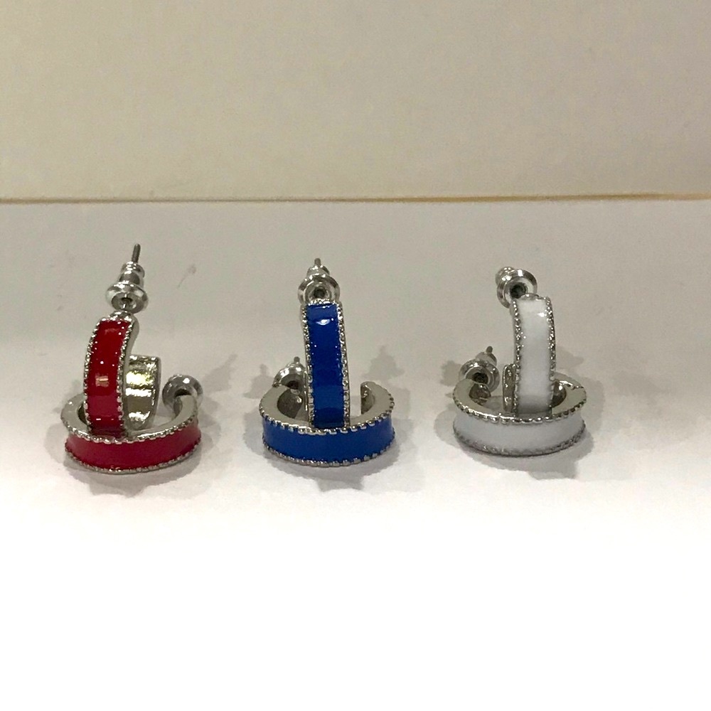 🔴 3 pairs half hoop earrings hypoallergenic